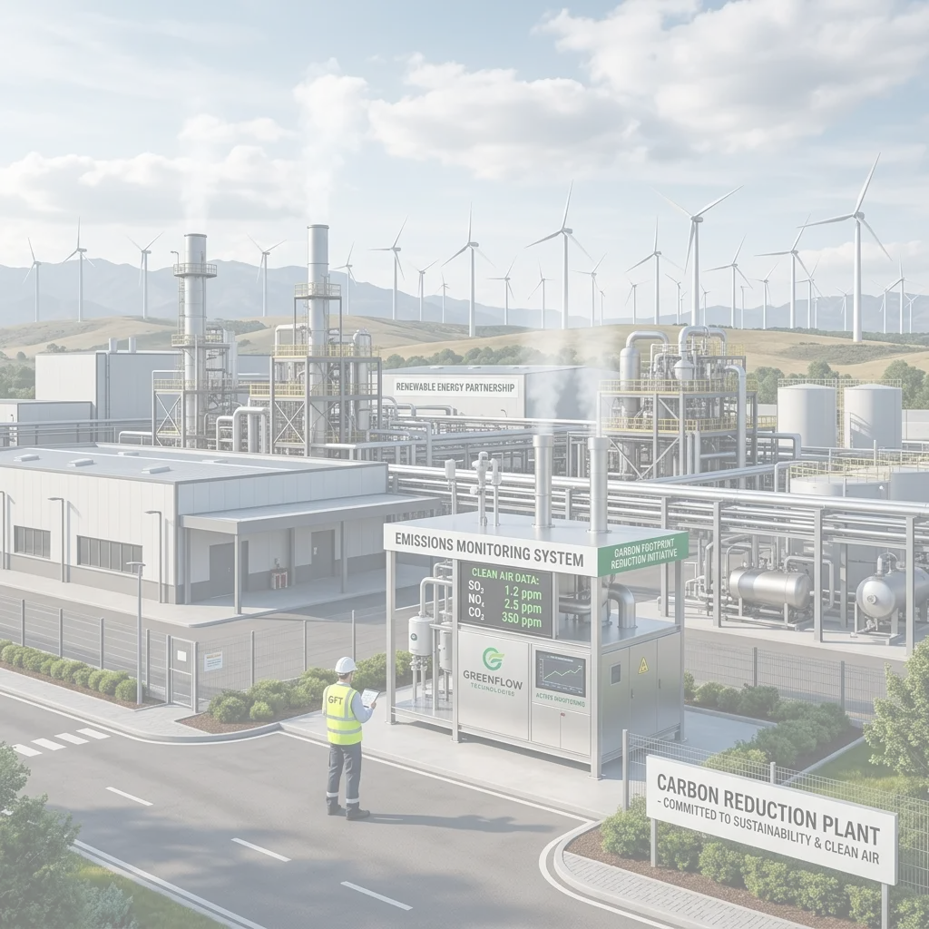 Industrial plant with clean emissions monitoring